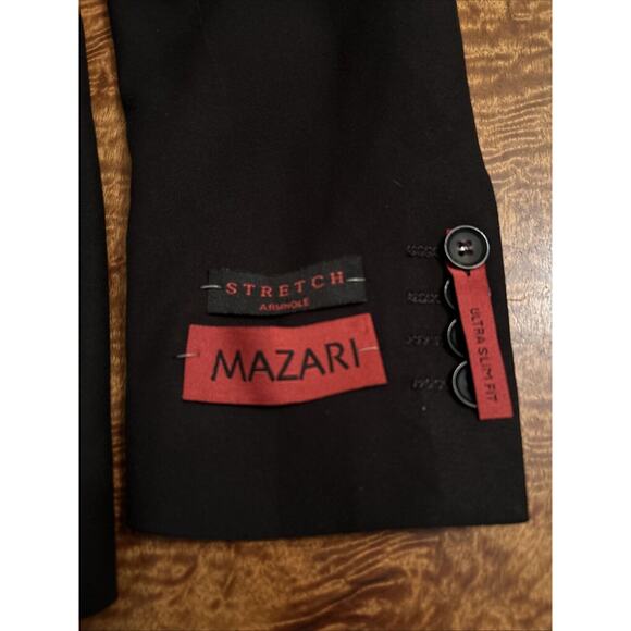 Mazari Ultra Slim Fit - Mens 38R - Solid Black Suit Jacket - Stretch Armhole - Picture 4 of 11